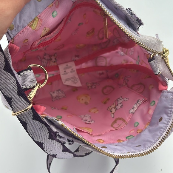 LeSportsac x Ladurée Polka Dot Crossbody Shoulder Bag Purple Gold Rare - Picture 5 of 7